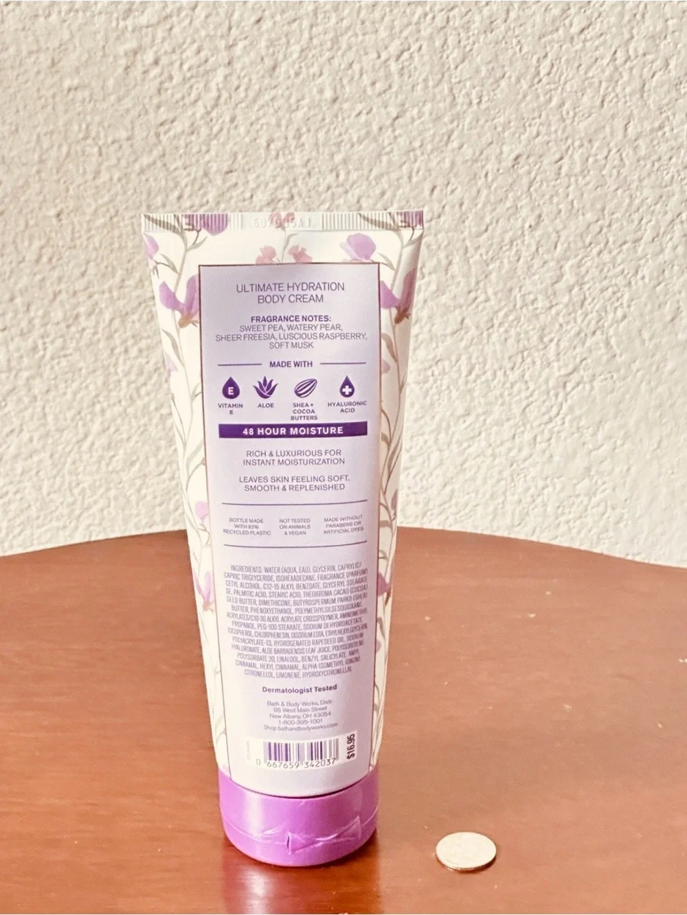 Bath & Body Works Sweet Pea Body Cream - Lavender Pink Floral Tube